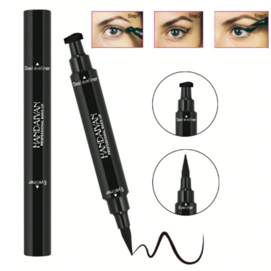 HANDAIYAN Double-headed Waterproof Triangular Stamp Eyeliner Pen