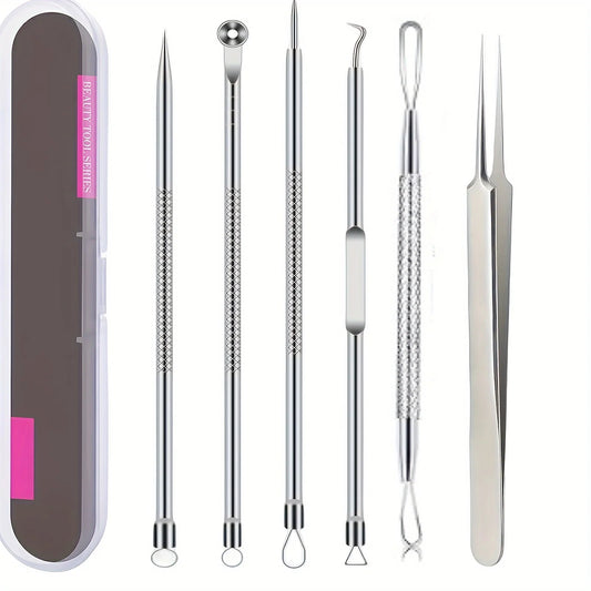 6-Pack Stainless Steel Acne Blackhead Removal Tools
