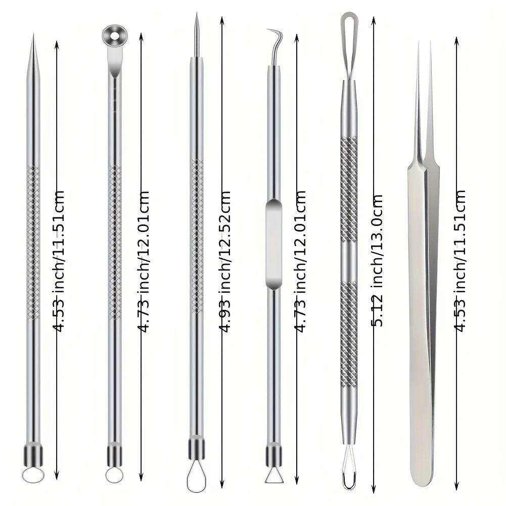 6-Pack Stainless Steel Acne Blackhead Removal Tools
